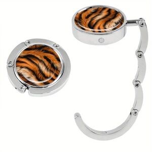 Tiger Print Metal Folding Purse Hanger